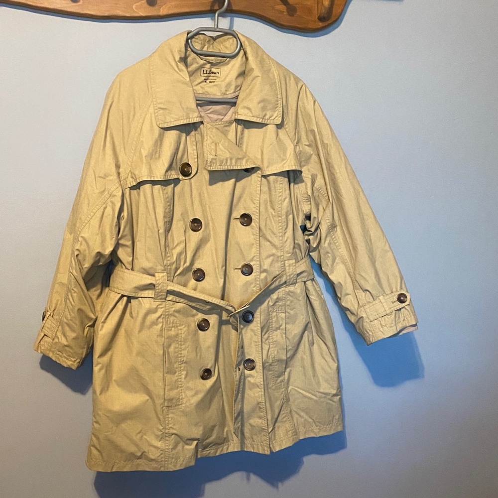 L.L. Bean Khaki Double-Breasted Trench Coat Womens XL